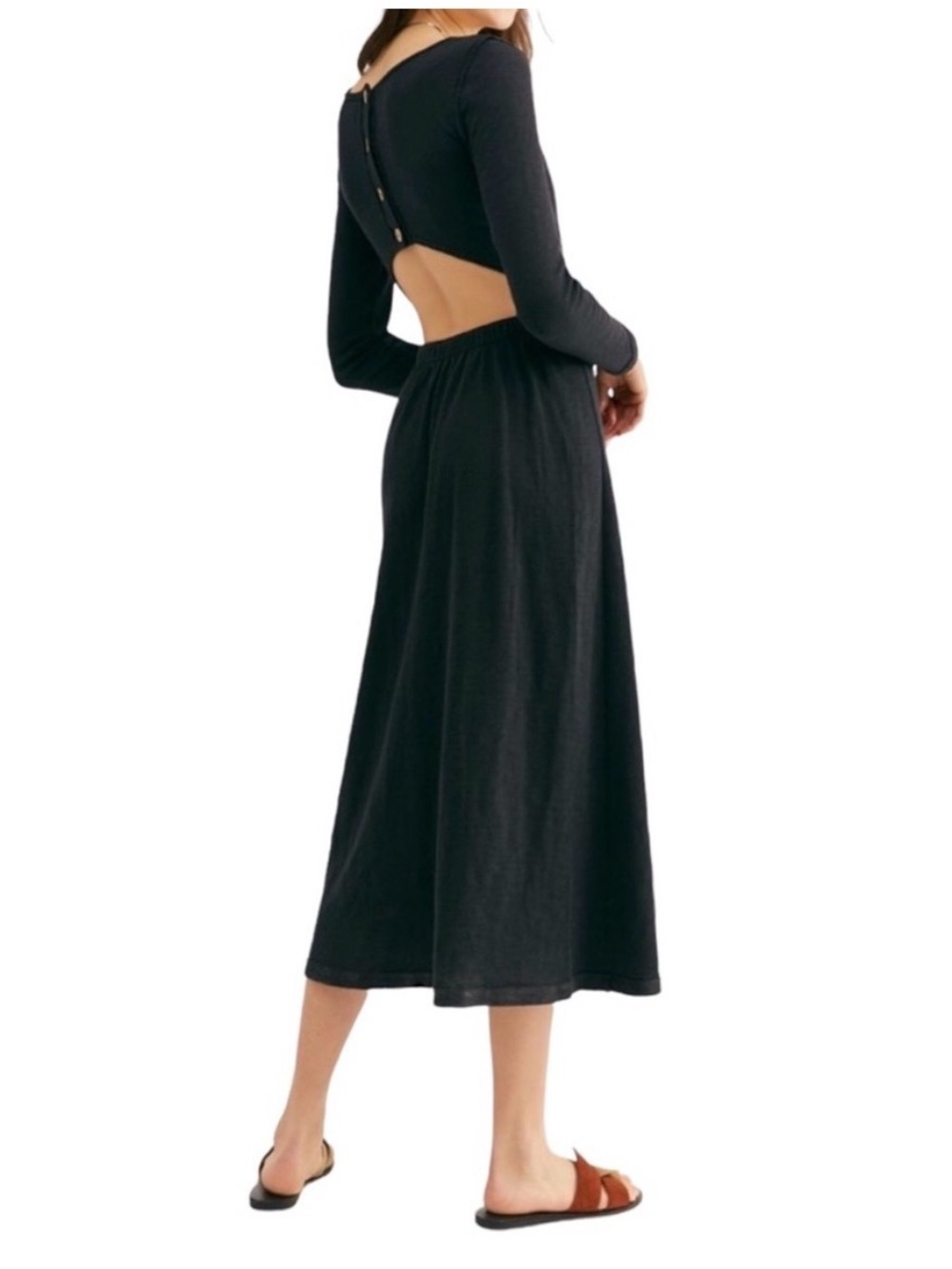 NWT Free People Black Starlight Maxi Dress Size Large beach boho cotton vacation - Picture 2 of 9